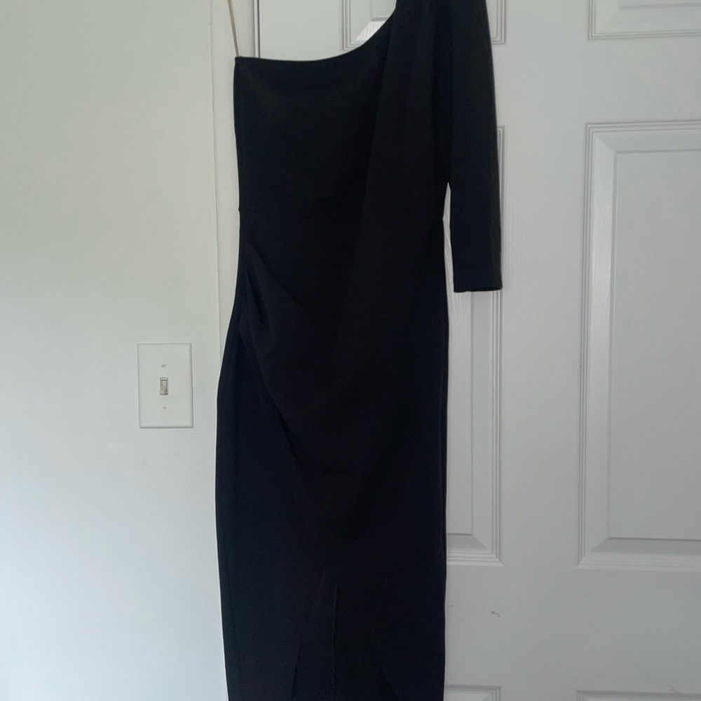 Privy Black Asymmetrical One-Shoulder Cocktail Dress
